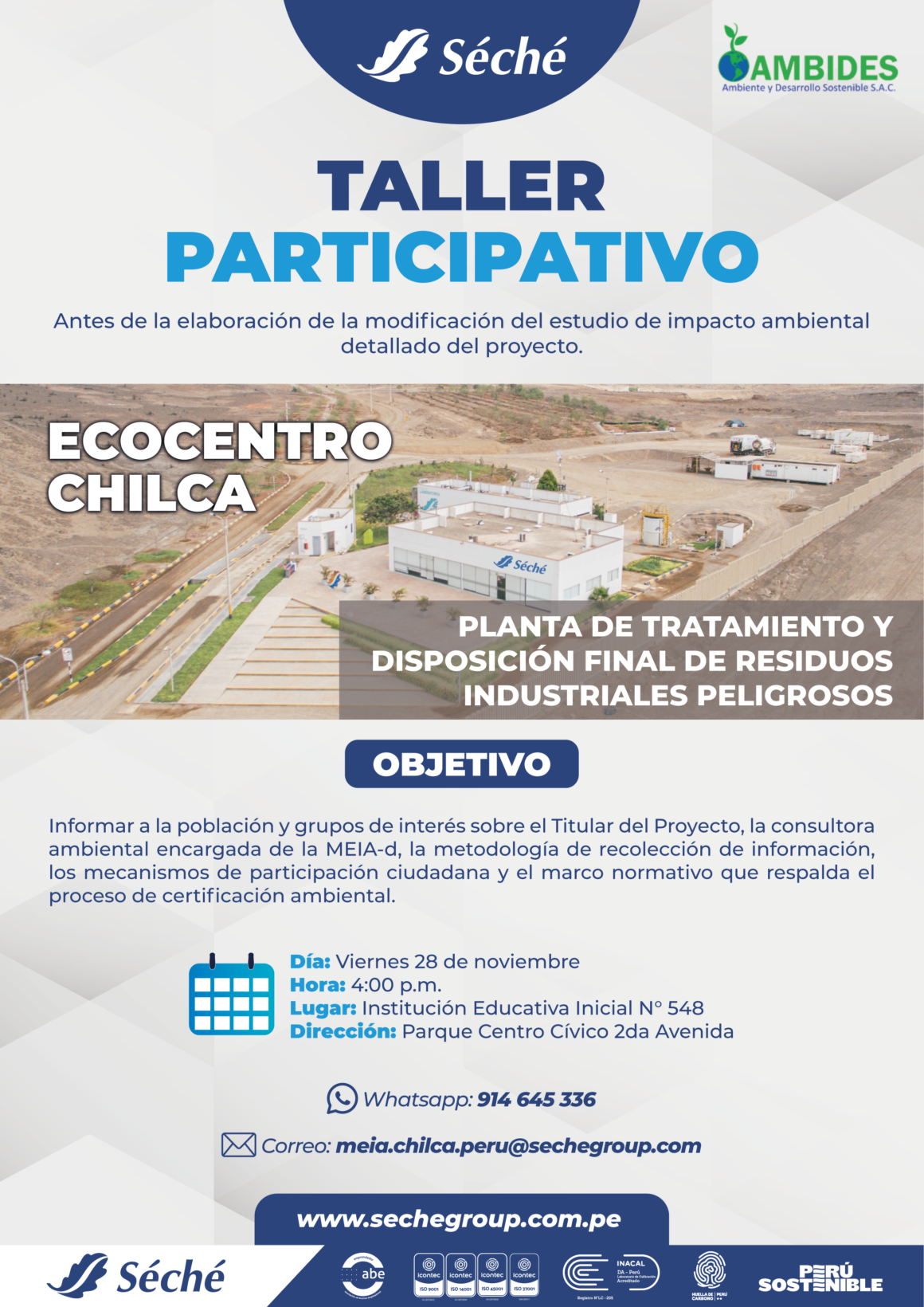 Taller Participativo – Planta de Tratamiento y Disposición Final de Residuos Industriales Peligrosos Taller Participativo – Planta de Tratamiento y Disposición Final de Residuos Industriales Peligrosos