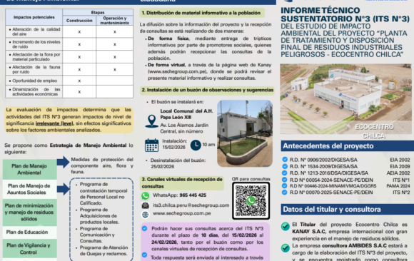 🌍¡Revise el material informativo sobre el ITS N°3 Ecocentro Chilca y participe con sus consultas! ♻